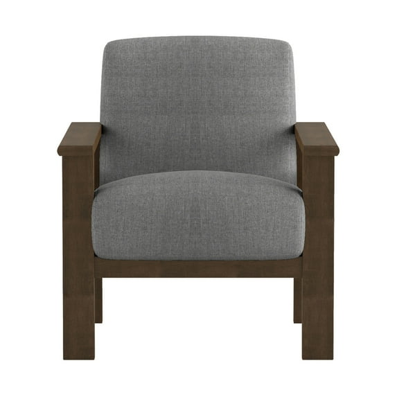 Amerllia Gray Fabric Upholstery Solid Wood Accent Chair
