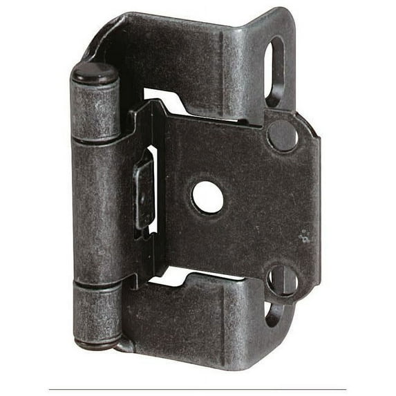 Amerock 1/2in (13 mm) Overlay Self-Closing, Partial Wrap Wrought Iron Hinge - 1 Pair