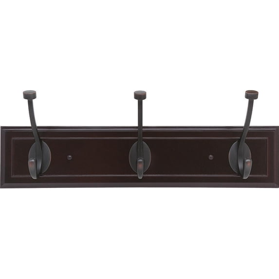 Amerock 18 in (457 mm) 3 Hook Mahogany/Oil-Rubbed Bronze Hook Rack