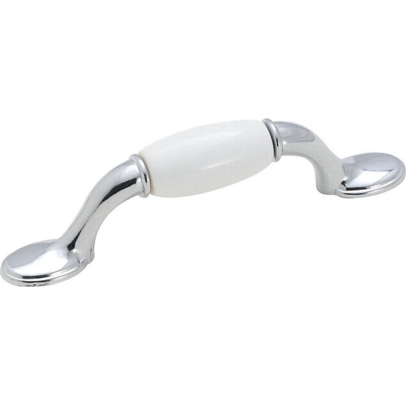 Amerock 263WCH 3 in. Allison Value Center to Center White & Polished Chrome Cabinet Pull