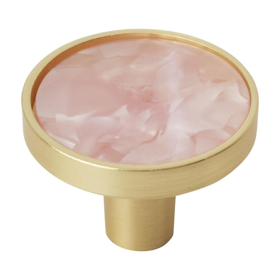 Amerock Accents 1-1/4 inch (32mm) Diameter Gold/Pink Cabinet Knob - 2 Pack