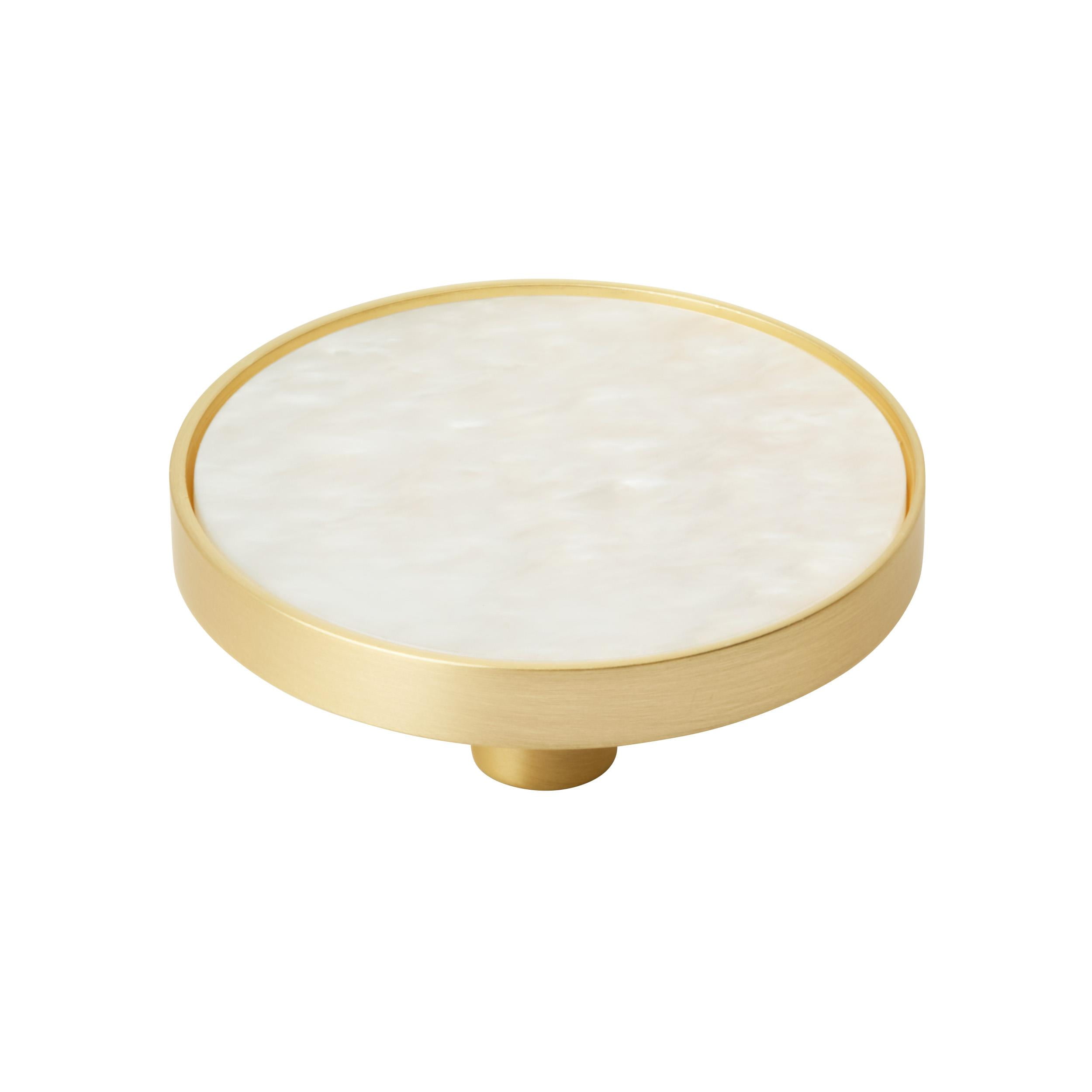 Gold and Mother of Pearl Round 2" Cabinet Knob Set