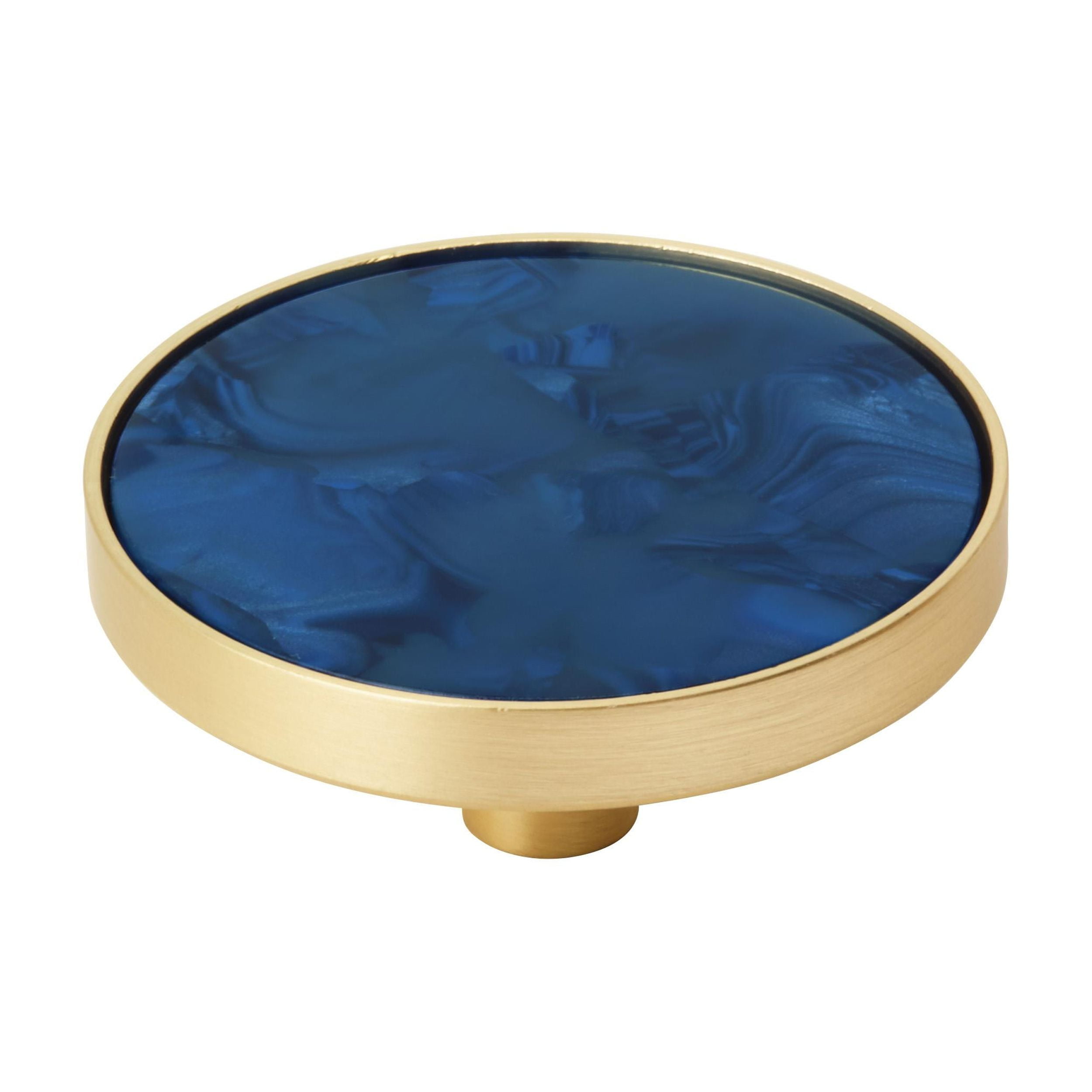 Gold and Navy Blue Round Zinc Cabinet Knob Set