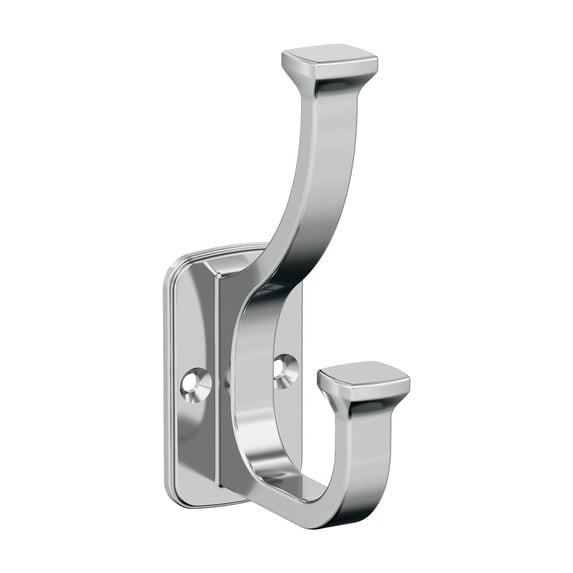 Amerock Alder Transitional Double Prong Polished Chrome Wall Hook