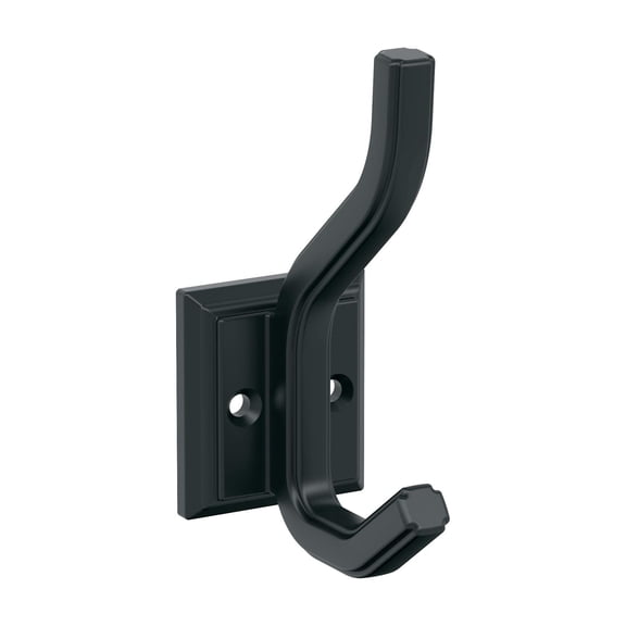 Amerock Aliso Transitional Double Prong Matte Black Wall Hook