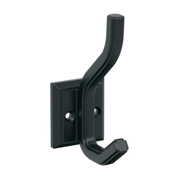Amerock Aliso Transitional Double Prong Matte Black Wall Hook