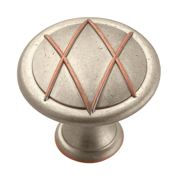 Amerock BP24234WNC-XCP10 Lattice Traditional Round Cabinet Knob For Kitchen And Cabinet Hardware 1 3/8" Diameter Weathered Nickel Copper - pack of 10