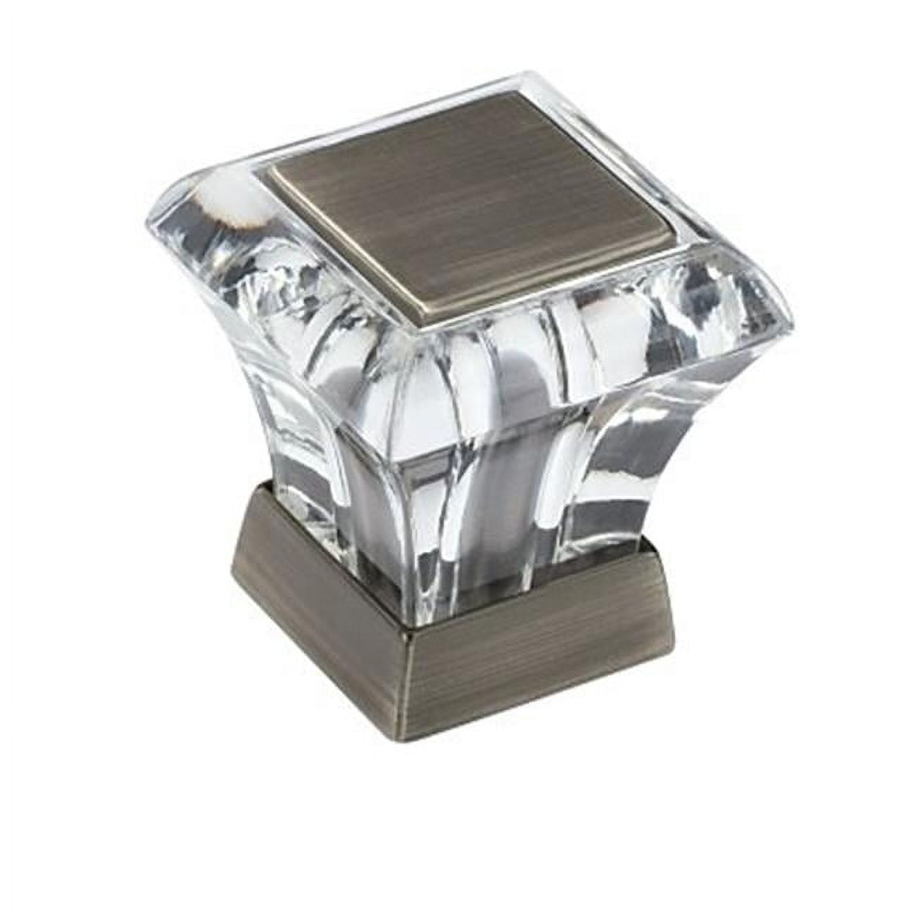 Amerock BP29460CAS Abernathy Collection Square Knob - Acrylic and Antique Silver