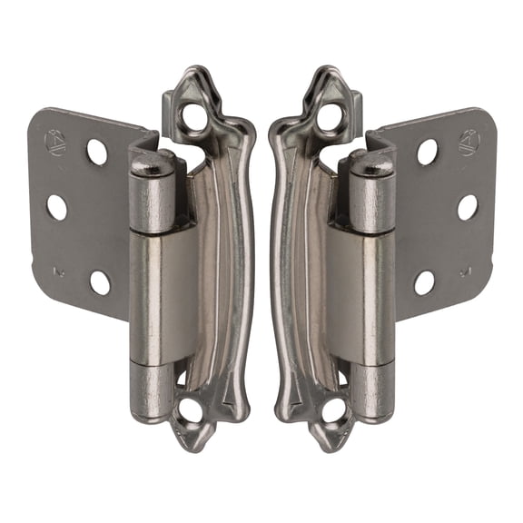 Amerock BP7328G9-XCP5 Face Mount Self-Closing Kitchen Cabinet Hinge 3/8 Inch Inset Sterling Nickel - pack of 5