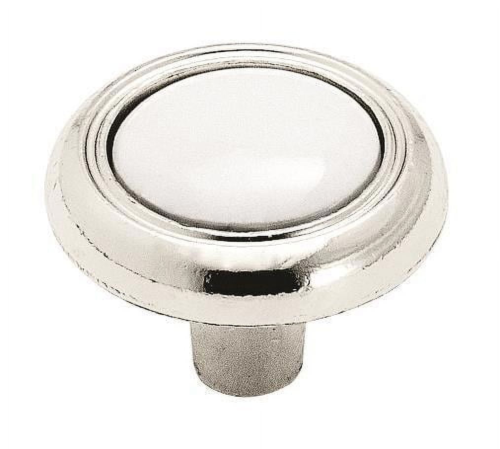 Amerock BP7624426W-XCP20 Residential Mushroom Kitchen Cabinet Knob 1 1/4" Diameter White / Polished Chrome - pack of 20