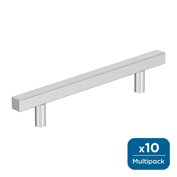 Amerock Bar Pulls Square 5-1/16 inch (128mm) Center-to-Center Polished Chrome Cabinet Pull - 10 Pack