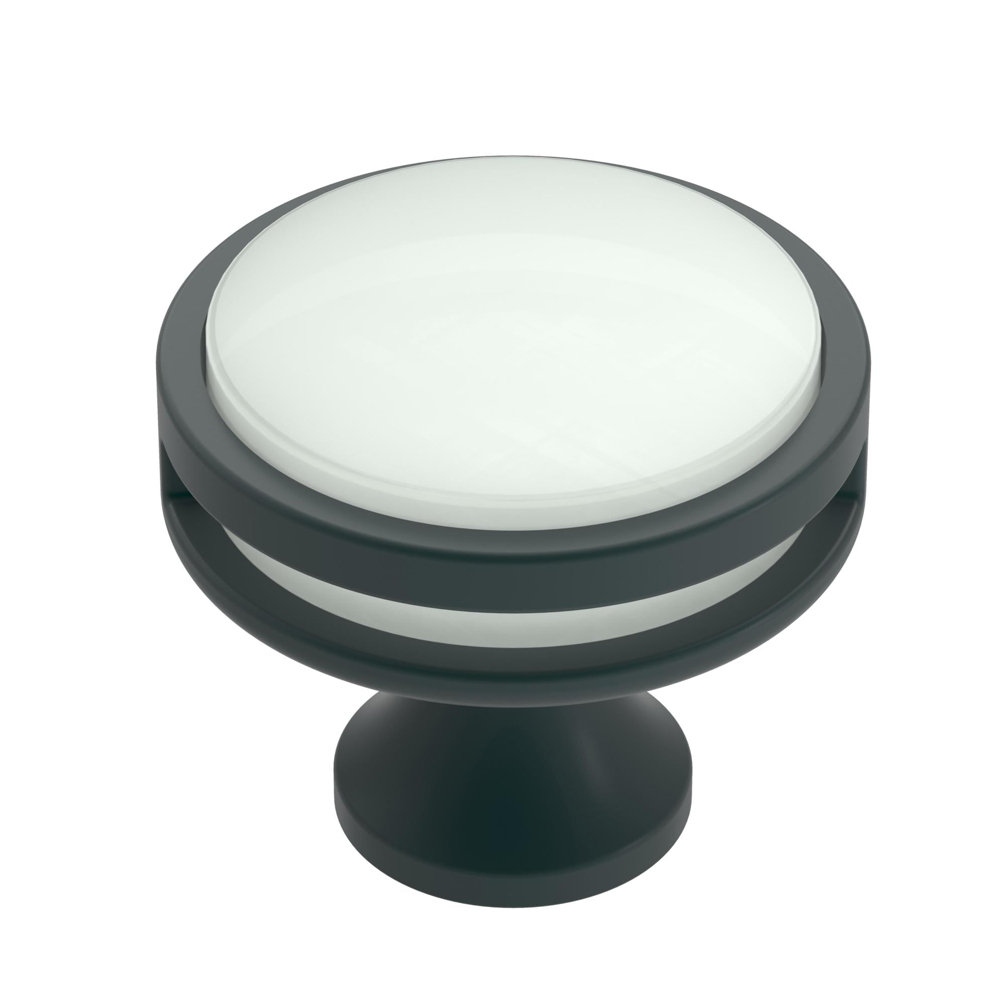 Oberon Matte Black and Frosted Acrylic Round Cabinet Knob