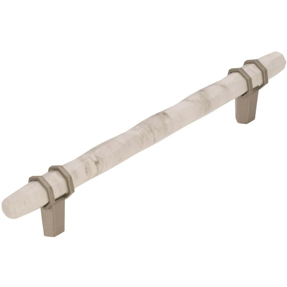Carrione 6-5/16 in (160 mm) Center-to-Center Marble White/Satin Nickel Cabinet Pull