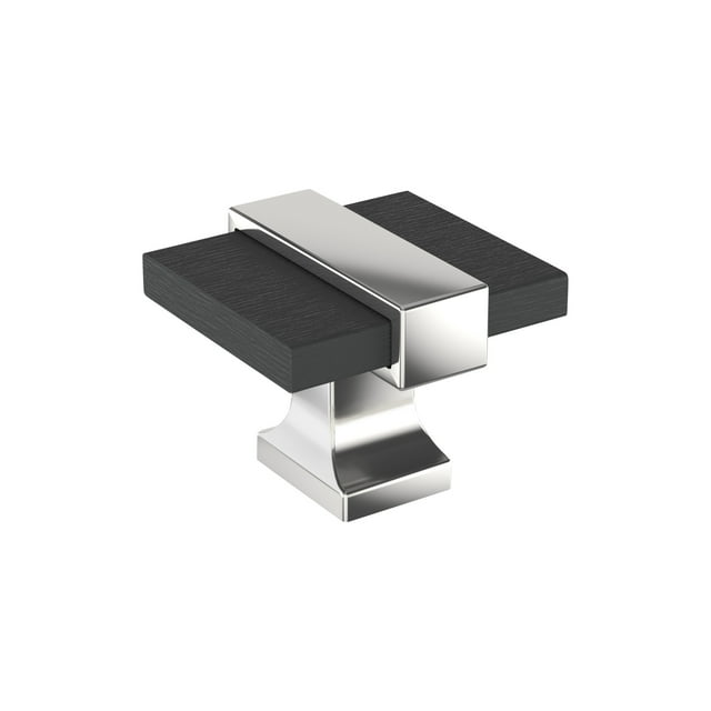 Amerock Bp36680 Overton 1-5/16" Square Cabinet Knob - Brushed Matte Black / Polished