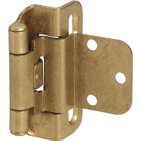 3/8in (10 mm) Inset Self-Closing, Partial Wrap Burnished Brass Hinge - 2 Pack