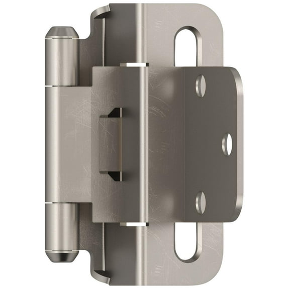 Amerock 3/8in (10 mm) Inset Self-Closing, Partial Wrap Satin Nickel Hinge - 1 Pair