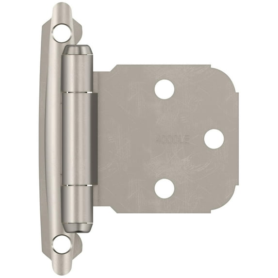 Amerock Variable Overlay Self-Closing, Face Mount Satin Nickel Hinge - 1 Pair