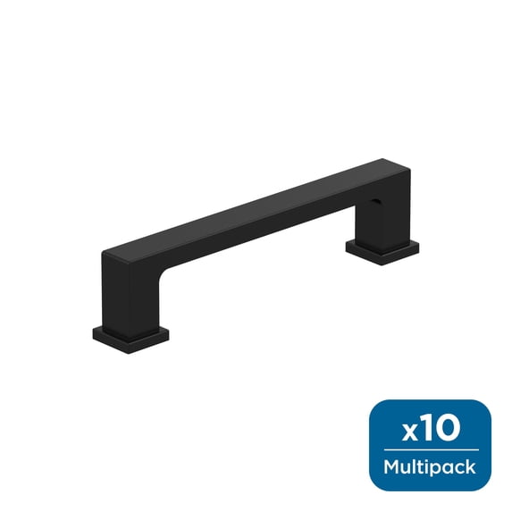 Amerock Bridgeport 3-3/4 inch (96mm) Center-to-Center Matte Black Cabinet Pull - 10 Pack