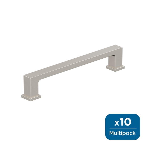 Amerock Bridgeport 5-1/16 inch (128mm) Center-to-Center Satin Nickel Cabinet Pull - 10 Pack