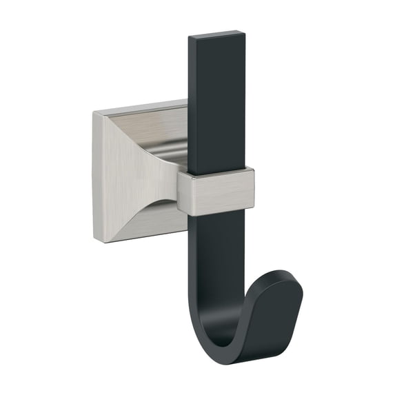 Amerock Burbank Transitional Single Prong Matte Black/Satin Nickel Wall Hook