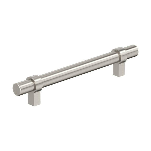 Amerock Central 5-1/16 inch (128mm) Center-to-Center Satin Nickel Cabinet Pull, 10 Pack