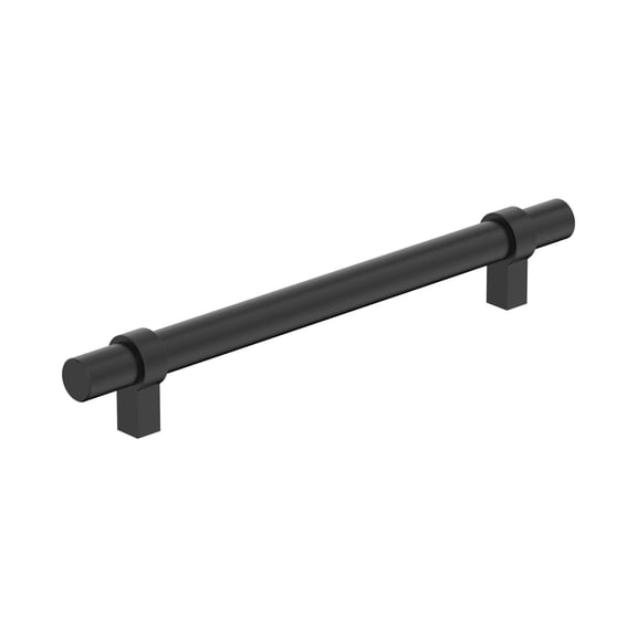 Amerock Central 6-5/16 inch (160mm) Center-to-Center Matte Black Cabinet Pull, 10 Pack