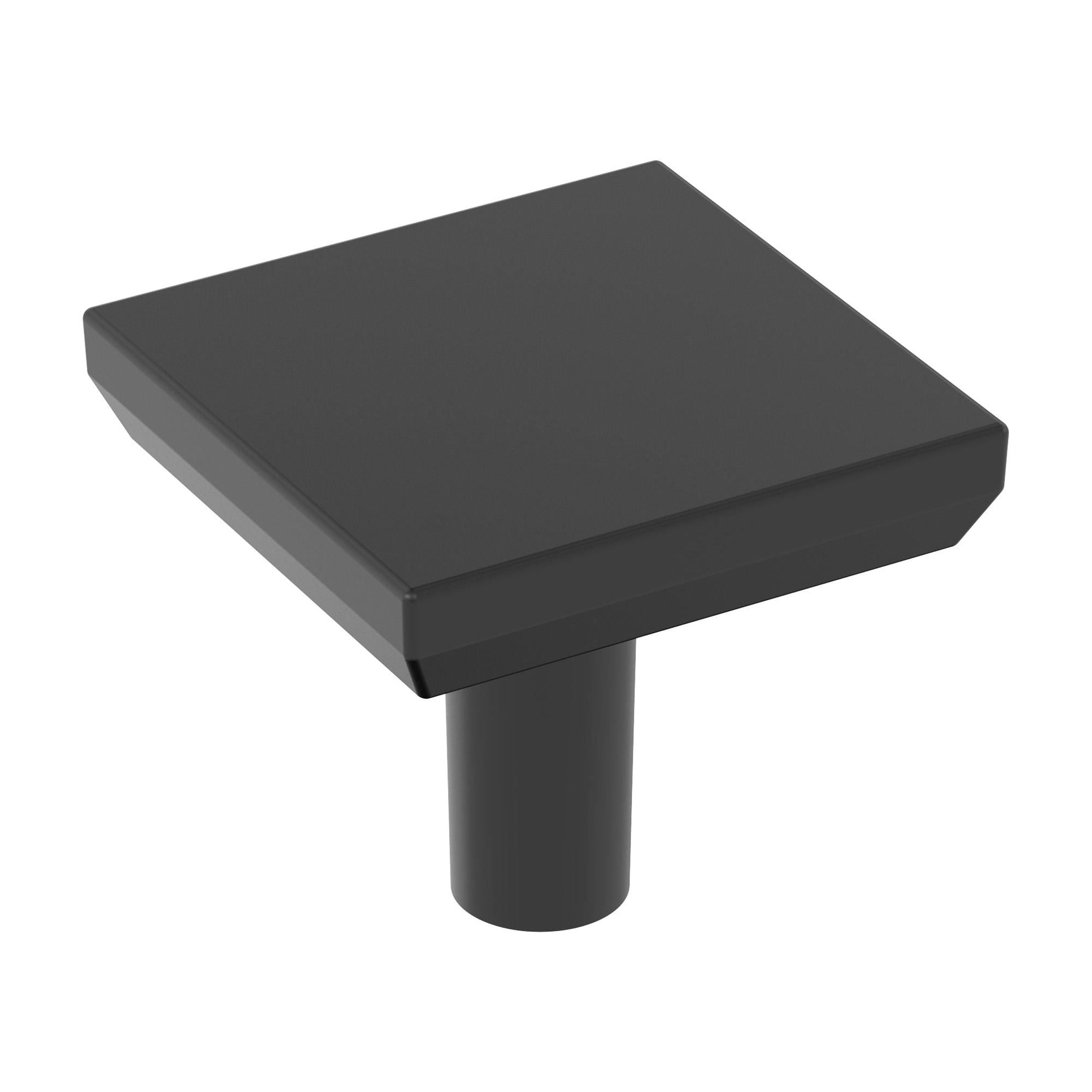 Amerock Chamfered Edge 1-1/16 inch Length Matte Black Cabinet or Furniture Knob, 10 Pack