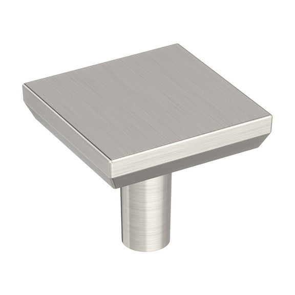 Amerock Chamfered Edge 1-1/16 inch Length Satin Nickel Cabinet Knob, 10 Pack