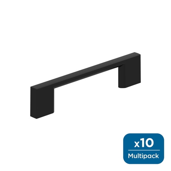 Amerock Cityscape 3-3/4 inch (96mm) Center-to-Center Matte Black Cabinet Pull - 10 Pack