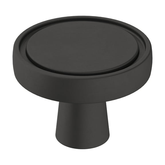 Amerock Destine 1-3/8 inch (35mm) Diameter Matte Black Cabinet Knob, 2 Pack