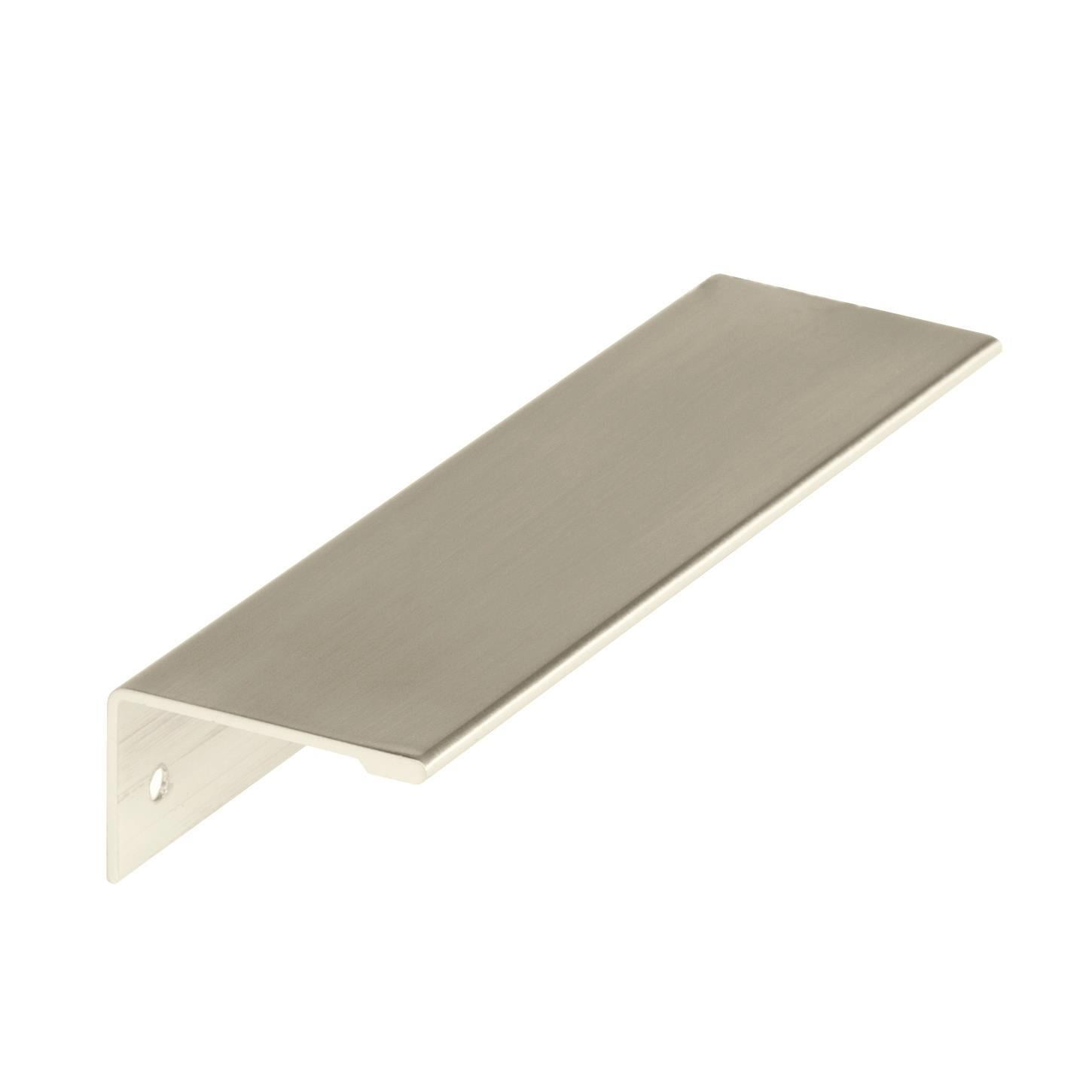 Satin Nickel Rectangular Modern Cabinet Edge Pulls, 10 Pack