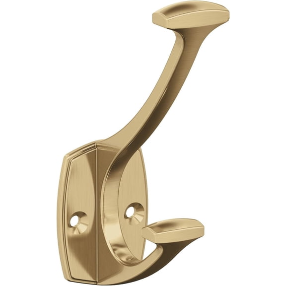 Amerock H37001CZ | Vicinity Double Prong Decorative Wall Hook | Champagne Bronze Hook for Coats, Hats, Backpacks, Bags | Hooks for Bathroom, Bedroom, Closet, Entryway, Laundry Room, Office