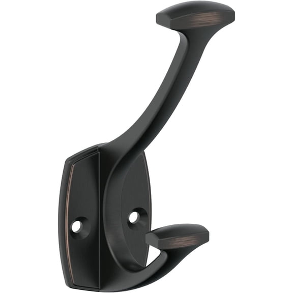 Amerock H37001ORB | Vicinity Double Prong Decorative Wall Hook | Oil Rubbed Bronze Hook for Coats, Hats, Backpacks, Bags | Hooks for Bathroom, Bedroom, Closet, Entryway, Laundry Room, Office