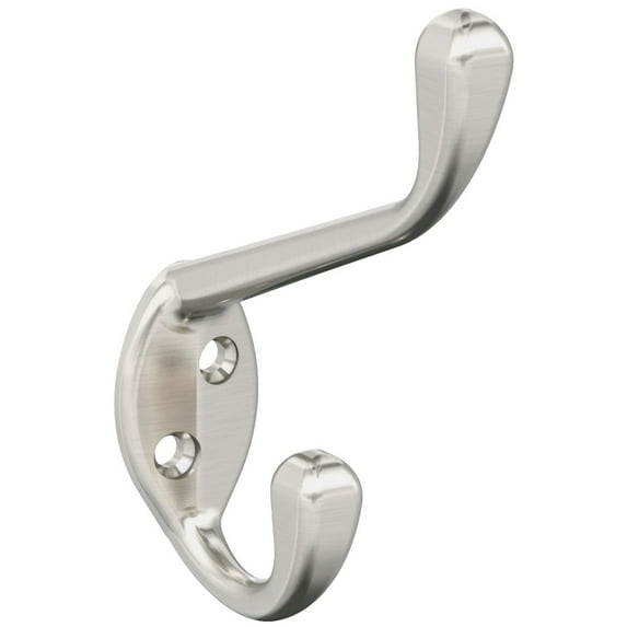 Large Satin Nickel Wall Mount Coat, Hat and Robe Hook