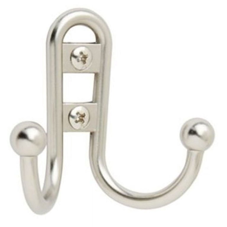 Amerock 2-3/4 in. L Silver Zinc Small Double Prong Hook 1 pk Amerock 2-3/4 in. L Silver Zinc Small Double Prong Hook 1 pk