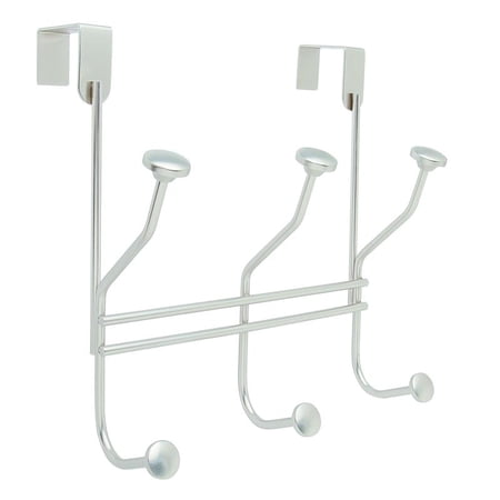 3 Hook Silver Over-the-Door Hook Rack