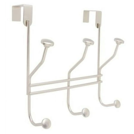 3 Hook Silver Over-the-Door Hook Rack
