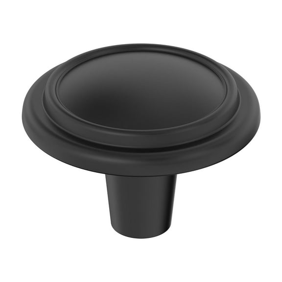 Amerock Hatfield 1-1/4 inch (32mm) Diameter Matte Black Cabinet Knob, 10 Pack