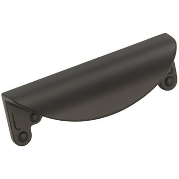 Amerock Inspirations 3 inch (76mm) Center-to-Center Matte Black Cabinet Cup Pull, 10 Pack