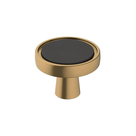 Amerock Mergence 1-3/8 inch (35mm) Diameter Matte Black/Champagne Bronze Cabinet Knob, 2 Pack