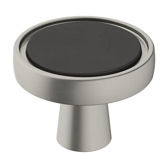 Amerock Mergence 1-3/8 inch (35mm) Diameter Matte Black/Satin Nickel Cabinet Knob, 2 Pack