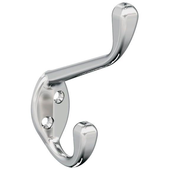 Amerock Noble Traditional Double Prong Polished Chrome Wall Hook