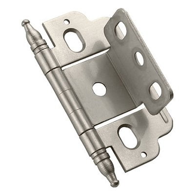 3/4 in (19 mm) Door Thickness Full Inset, Full Wrap, Minaret Tip Satin Nickel Hinge