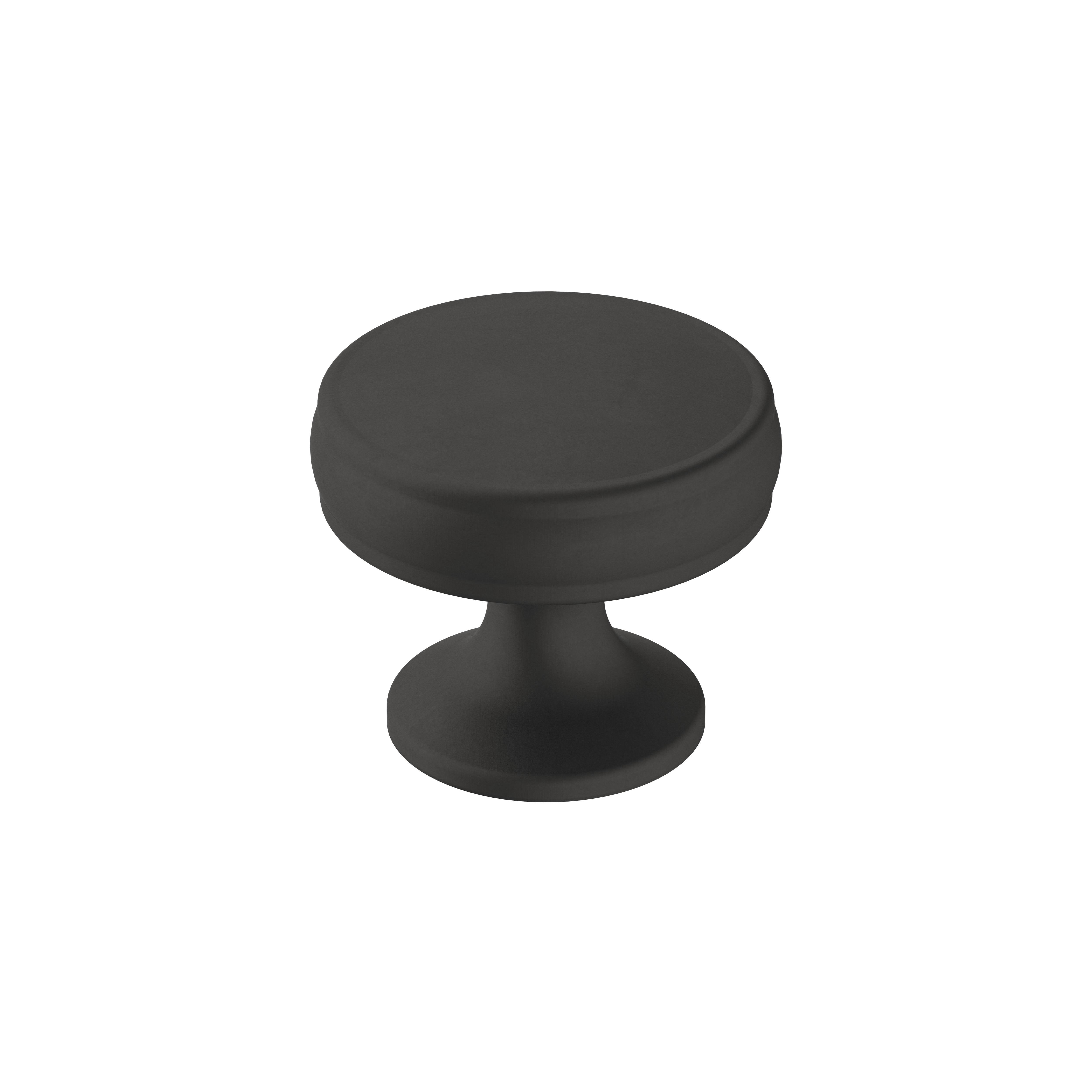 Amerock Renown 1-1/4 inch (32mm) Diameter Matte Black Cabinet Knob, 5 Pack