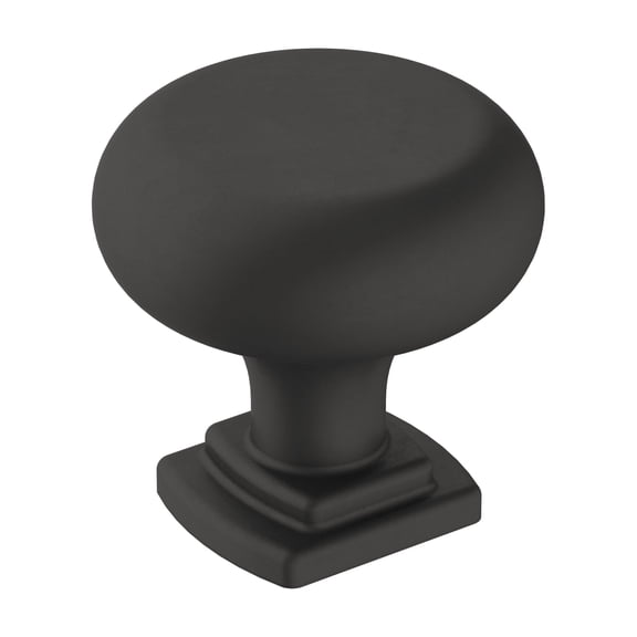 Amerock Surpass 1-1/4 inch (32mm) Diameter Matte Black Cabinet Knob, 2 Pack
