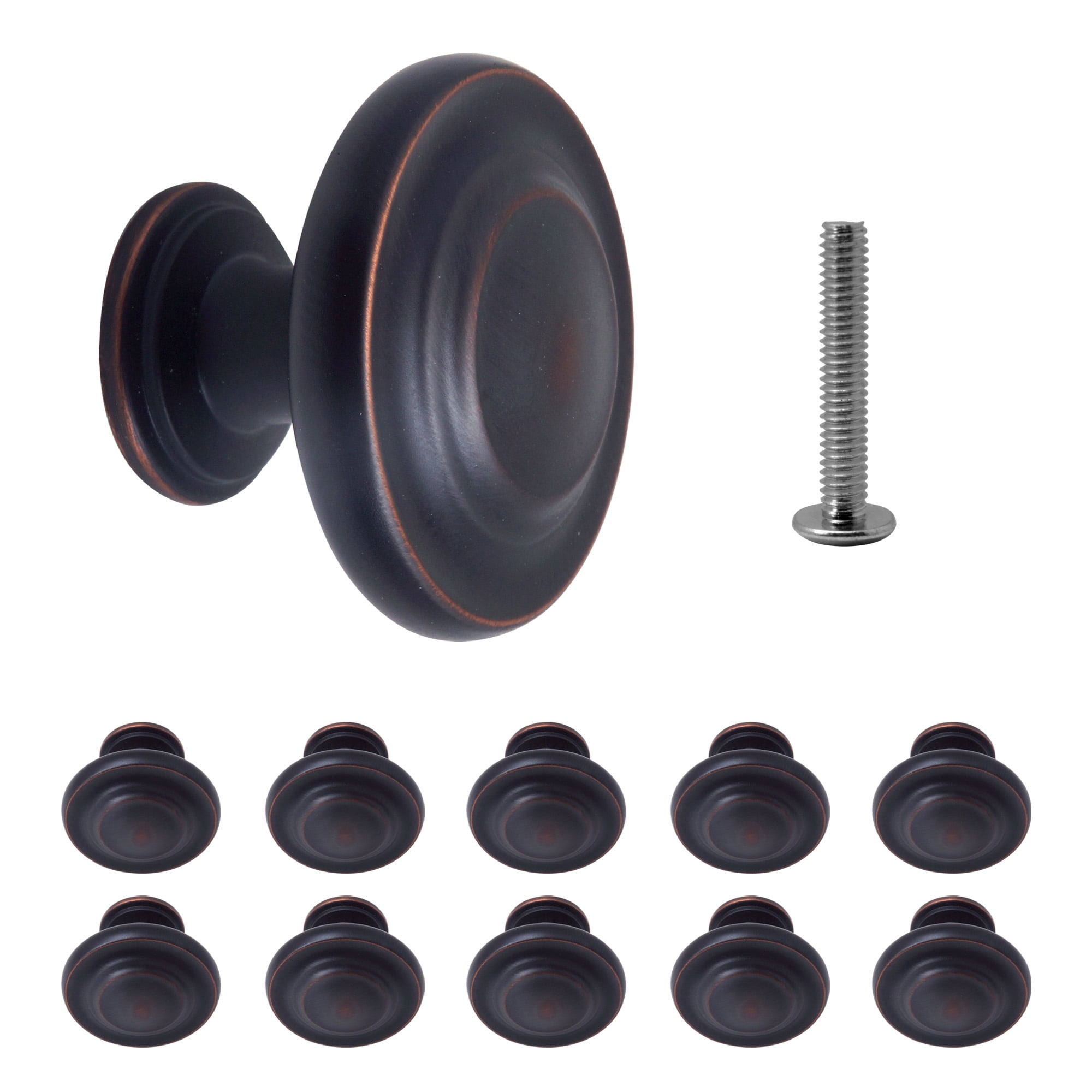 Amerock TPK1586ORB-XCP20 Oil Rubbed Bronze Inspirations Style Solid Oversized Round Cabinet Knob 1-5/16" Diameter For Kitchen And Cabinet Hardware - pack of 20