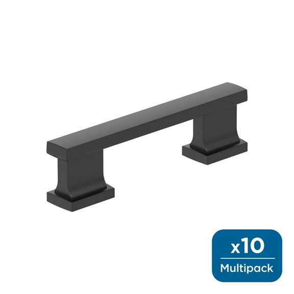 Amerock Triomphe 3 inch (76mm) Center-to-Center Matte Black Cabinet Pull - 10 Pack
