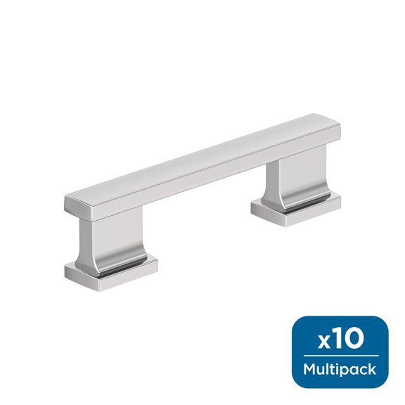 Amerock Triomphe 3 inch (76mm) Center-to-Center Polished Chrome Cabinet Pull - 10 Pack
