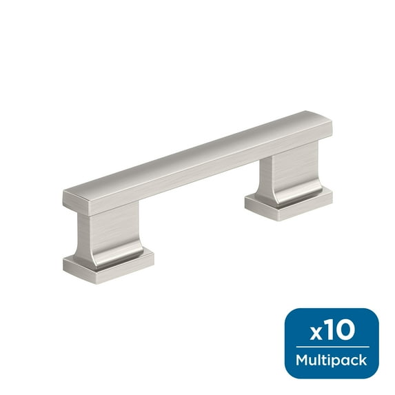 Amerock Triomphe 3 inch (76mm) Center-to-Center Satin Nickel Cabinet Pull - 10 Pack