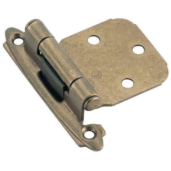 Amerock Variable Overlay Self-Closing, Face Mount Burnished Brass Hinge - 1 Pair